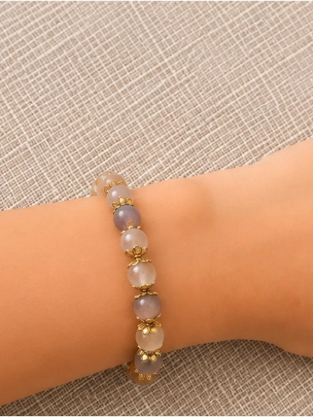 Gold Accent Multicolor Beaded Stretch Bracelet - Women Jewelry